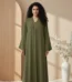 Double Layer Crinkle Zoom Abaya – Olive Green