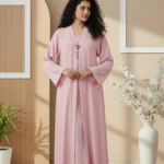 Double Layer Crinkle Zoom Abaya – Pastel Pink