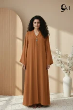 Double Layer Crinkle Zoom Abaya – Burnt Orange