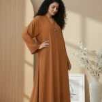 Double Layer Crinkle Zoom Abaya – Burnt Orange