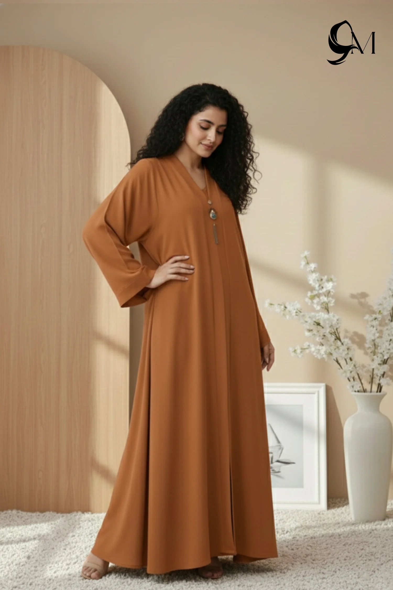 Double Layer Crinkle Zoom Abaya – Burnt Orange Double Layer Crinkle Zoom Abaya – Burnt Orange