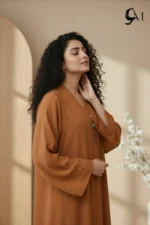 Double Layer Crinkle Zoom Abaya – Burnt Orange