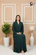 Floral Motifs Fancy Embroidered Zoom Abaya – Dark Emerald