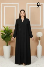 Floral Motifs Fancy Embroidered Zoom Abaya – Raven Black