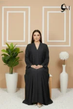 Floral Motifs Fancy Embroidered Zoom Abaya – Charcoal Grey