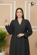 Floral Motifs Fancy Embroidered Zoom Abaya – Charcoal Grey