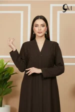 Floral Motifs Fancy Embroidered Zoom Abaya – Dark Coffee