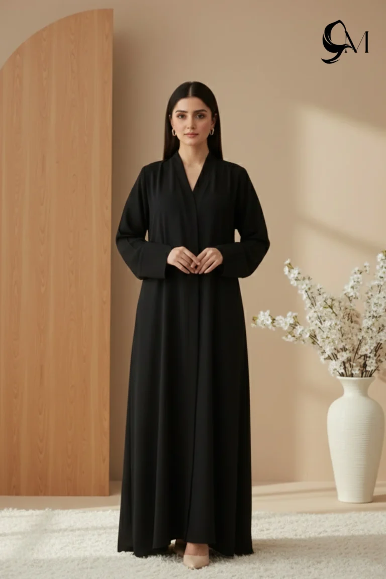 TikTok Front Open Ajooba Abaya – Raisin Black