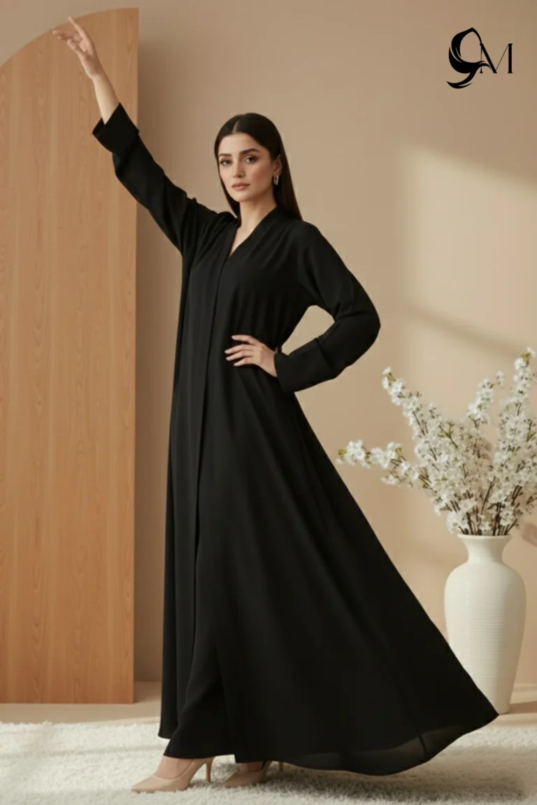 TikTok Front Open Ajooba Abaya – Raisin Black