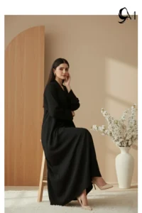TikTok Front Open Ajooba Abaya – Raisin Black