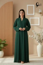 TikTok Front Open Ajooba Abaya – Forest Green