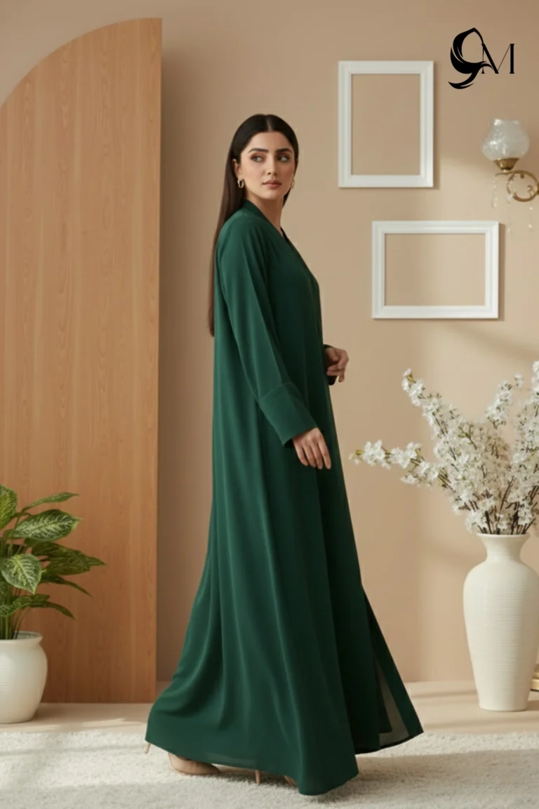 TikTok Front Open Ajooba Abaya – Forest Green