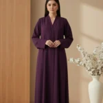 TikTok Front Open Ajooba Abaya – Deep Eggplant