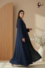 TikTok Front Open Ajooba Abaya – Oxford Blue