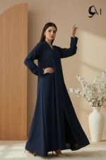 TikTok Front Open Ajooba Abaya – Oxford Blue