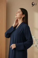 TikTok Front Open Ajooba Abaya – Oxford Blue