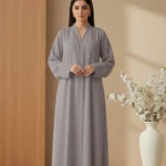 TikTok Front Open Ajooba Abaya – Dove Grey