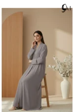 TikTok Front Open Ajooba Abaya – Dove Grey