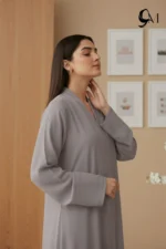 TikTok Front Open Ajooba Abaya – Dove Grey