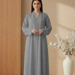 TikTok Front Open Ajooba Abaya – Medium Grey