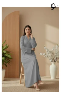 TikTok Front Open Ajooba Abaya – Medium Grey