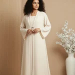 Double Layer Crinkle Zoom Abaya – Ivory