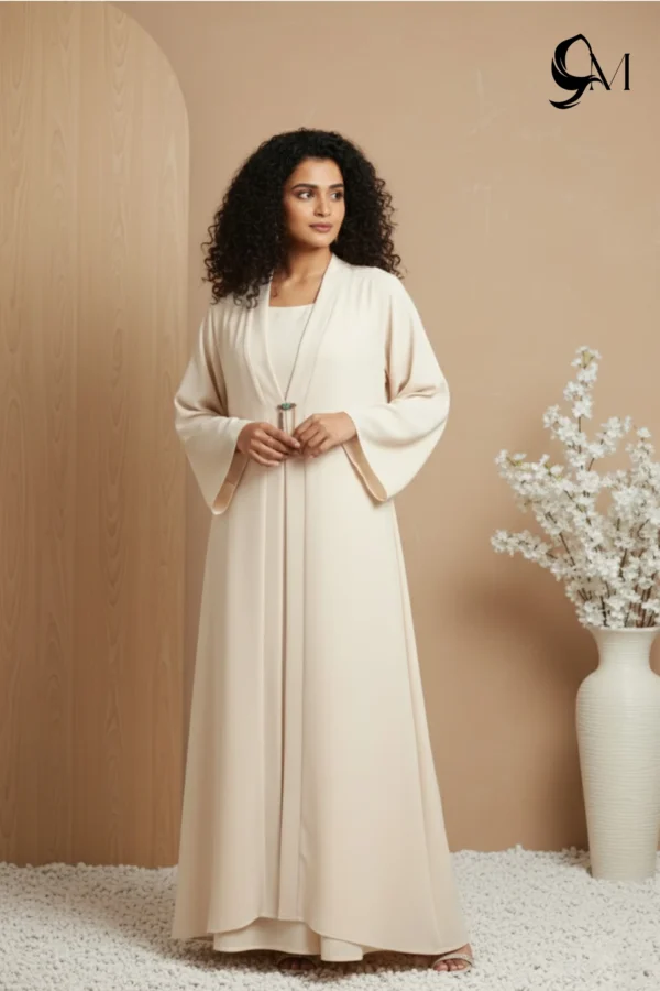 Double Layer Crinkle Zoom Abaya – Ivory