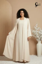 Double Layer Crinkle Zoom Abaya – Ivory