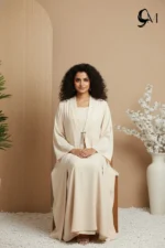 Double Layer Crinkle Zoom Abaya – Ivory