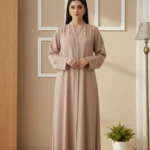 TikTok Front Open Ajooba Abaya – Almond