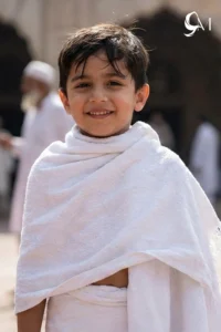 kids wearing ihram