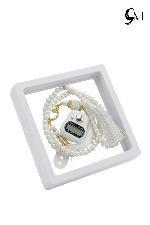 White Digital & Bead Tasbeeh