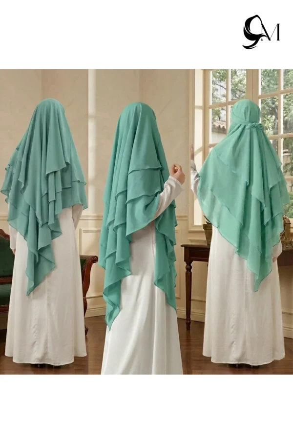 seafoam green 3 layer khimar