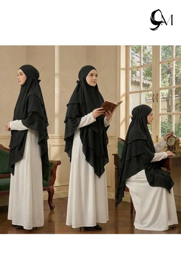 Black 3 layer khimar