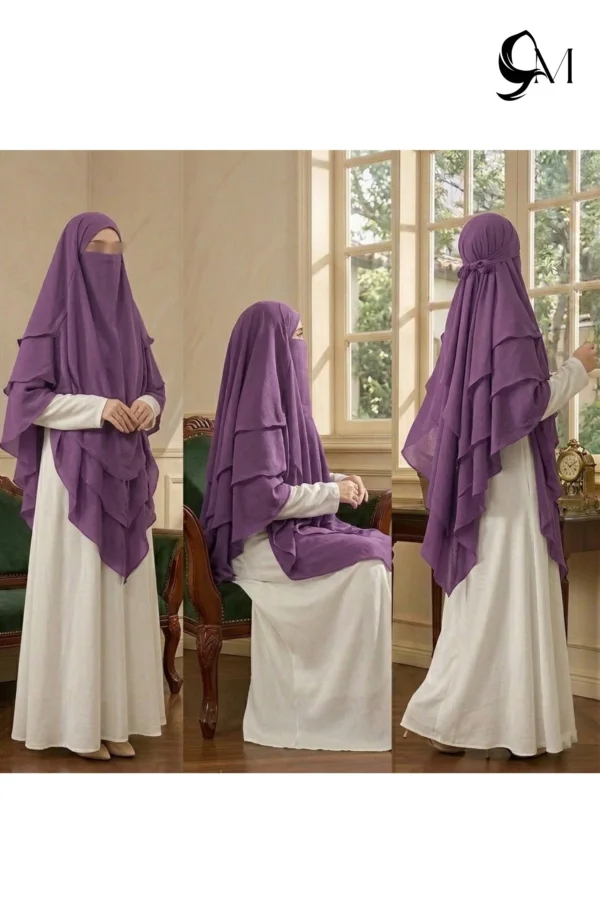 dusty rose 3 layer khimar