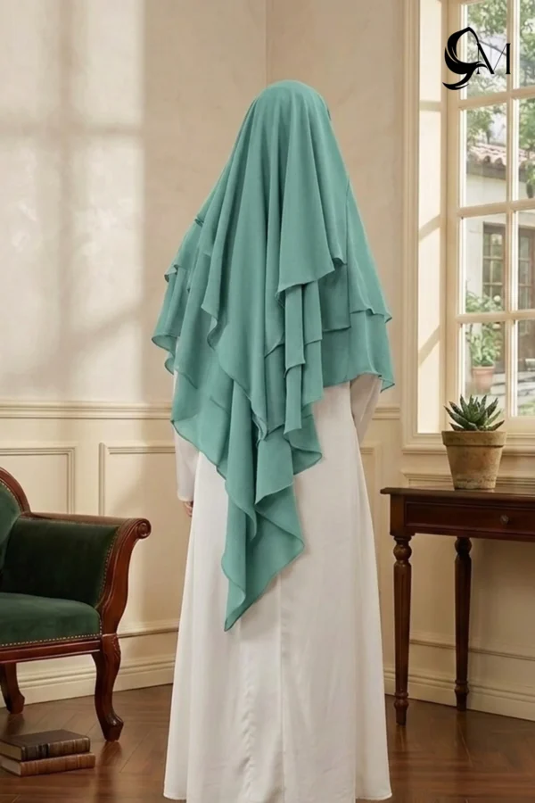 seafoam green 3 layer khimar