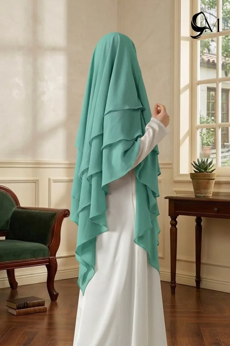 seafoam green 3 layer khimar